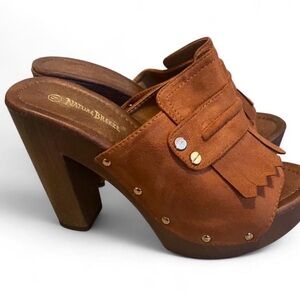 Nature Breeze Women's Brown Fringe Mules Boho